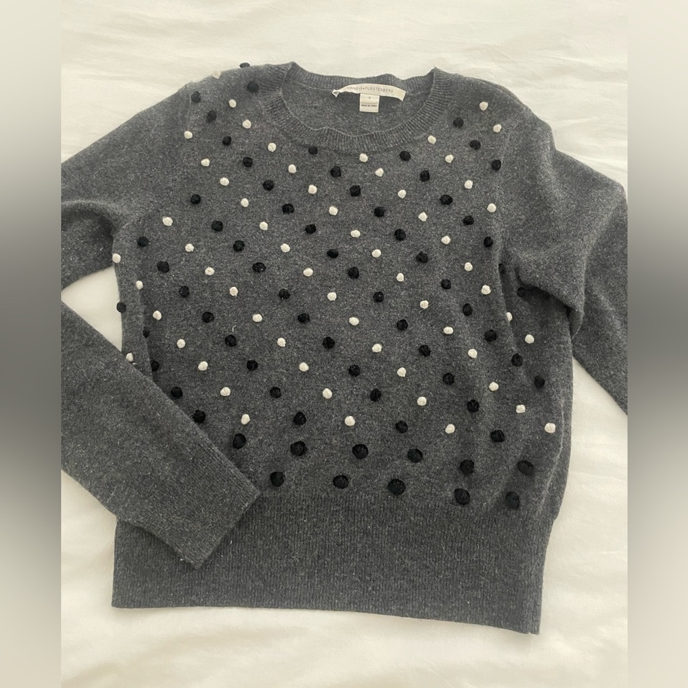 Adorable Diane Von Furstenburg polka dot crew neck sweater